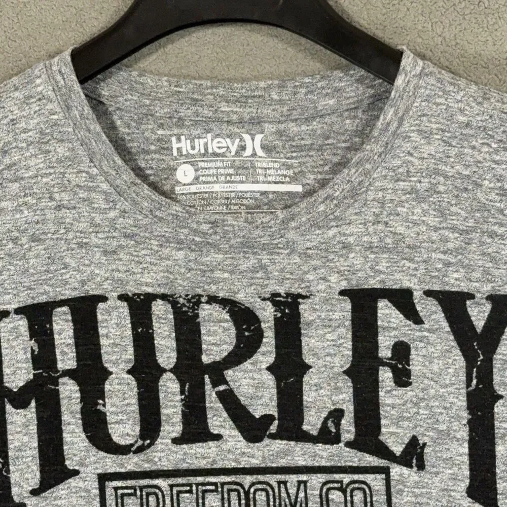 Hurley Graphic Tee Shirt Freedom Co Premium Fit Triblend Large L Gray Heather - Picture 3 of 9